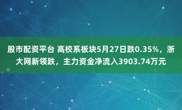 股市配资平台 高校系板块5月27日跌0.35%，浙大网新领跌，主力资金净流入3903.74万元