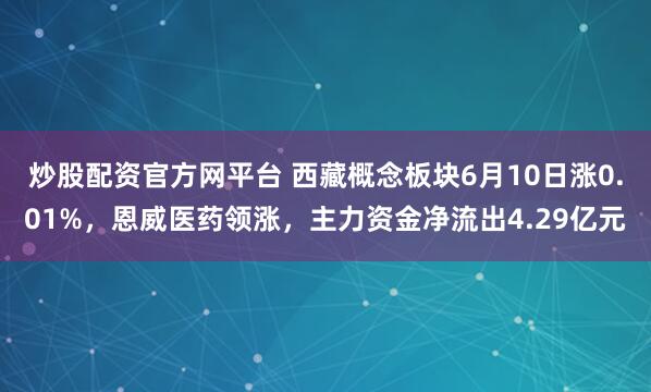 炒股配资官方网平台 西藏概念板块6月10日涨0.01%，恩威医药领涨，主力资金净流出4.29亿元